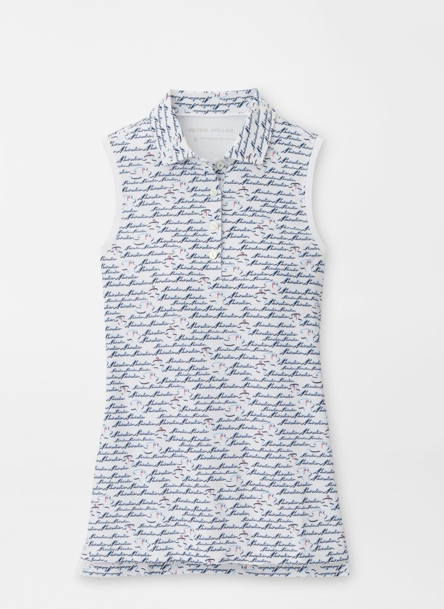 Peter Millar Banded Sport Mesh Birdie Print Sleeveless Button Polo Online