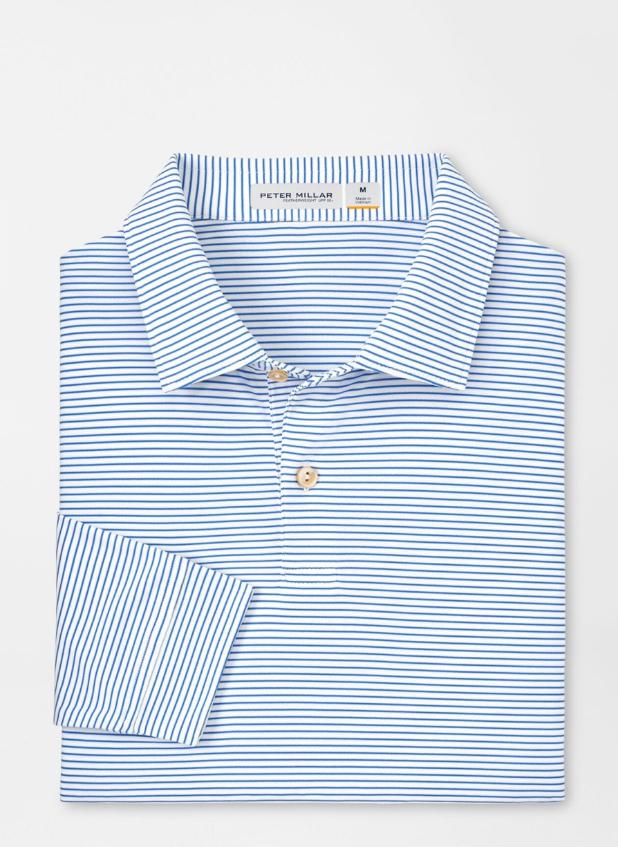 Peter Millar Featherweight Performance Long Sleeve Stripe Polo New