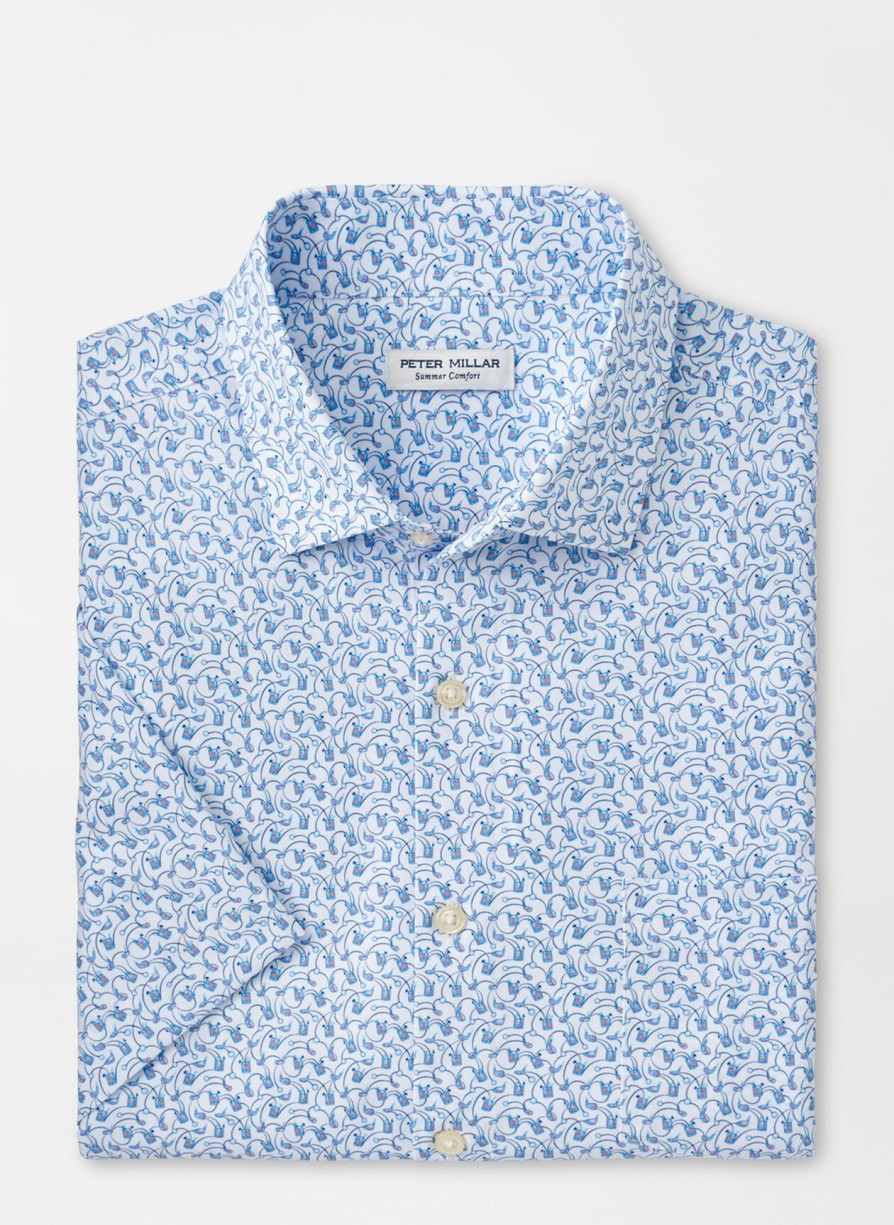 Peter Millar Tee Club Performance Poplin Sport Shirt Hot