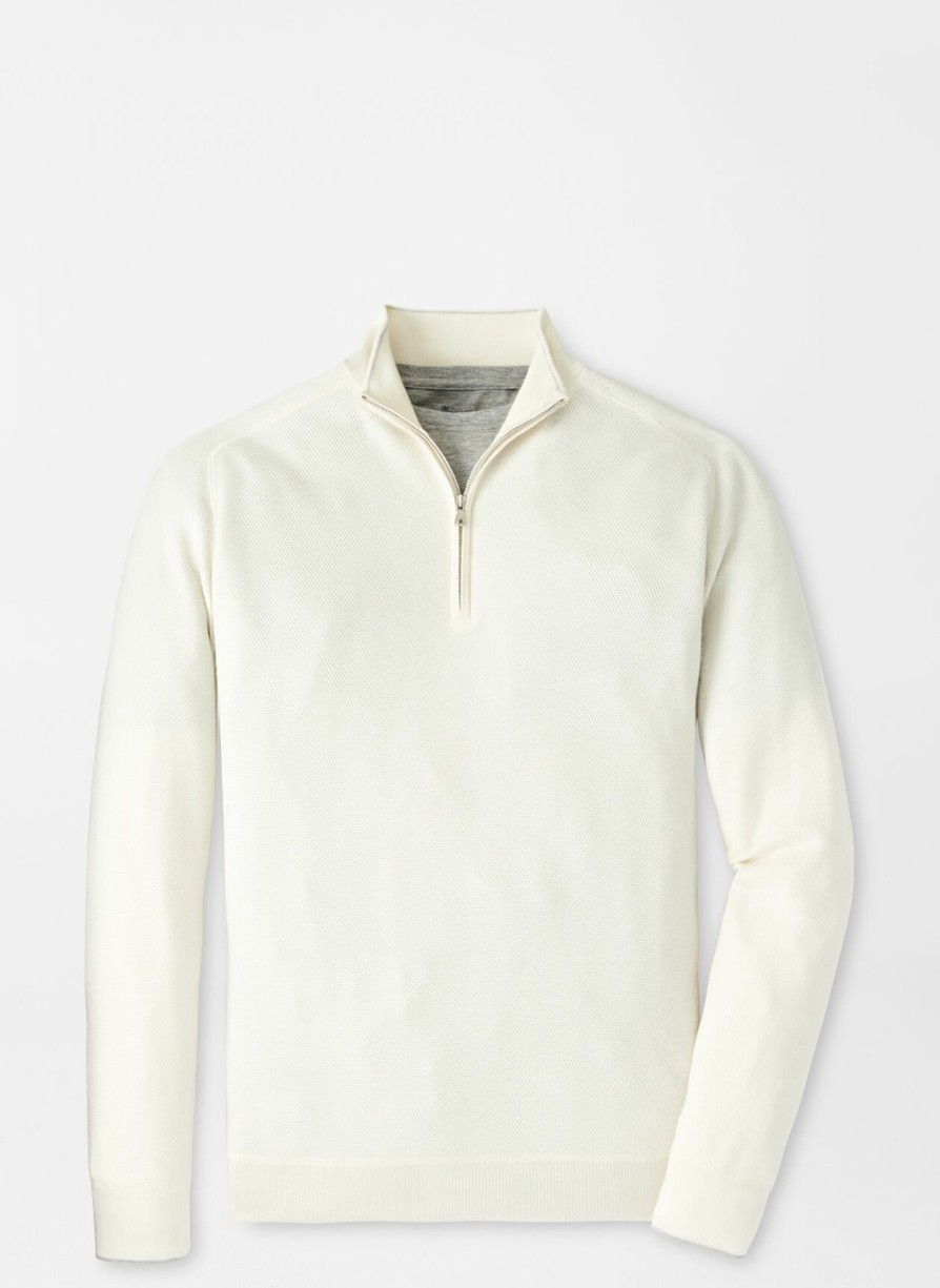 Peter Millar Voyager Cashmere-Silk Saddle Shoulder Quarter-Zip Clearance