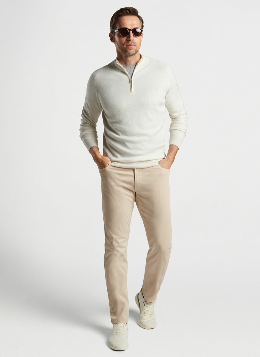 Peter Millar Voyager Cashmere-Silk Saddle Shoulder Quarter-Zip Clearance