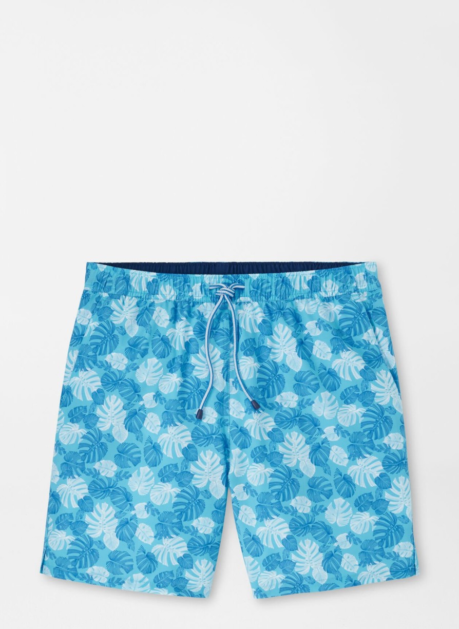 Peter Millar Linework Monstera Swim Trunk Hot