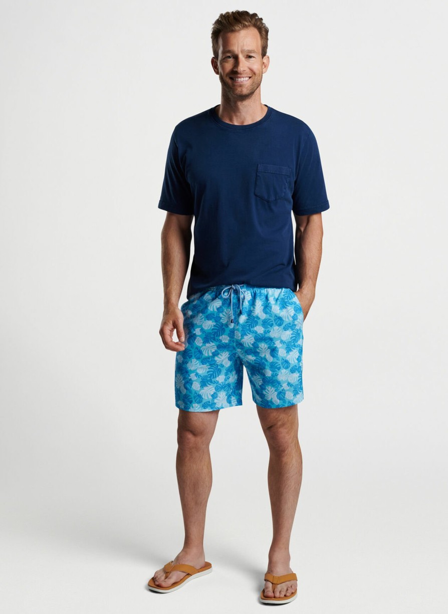 Peter Millar Linework Monstera Swim Trunk Hot