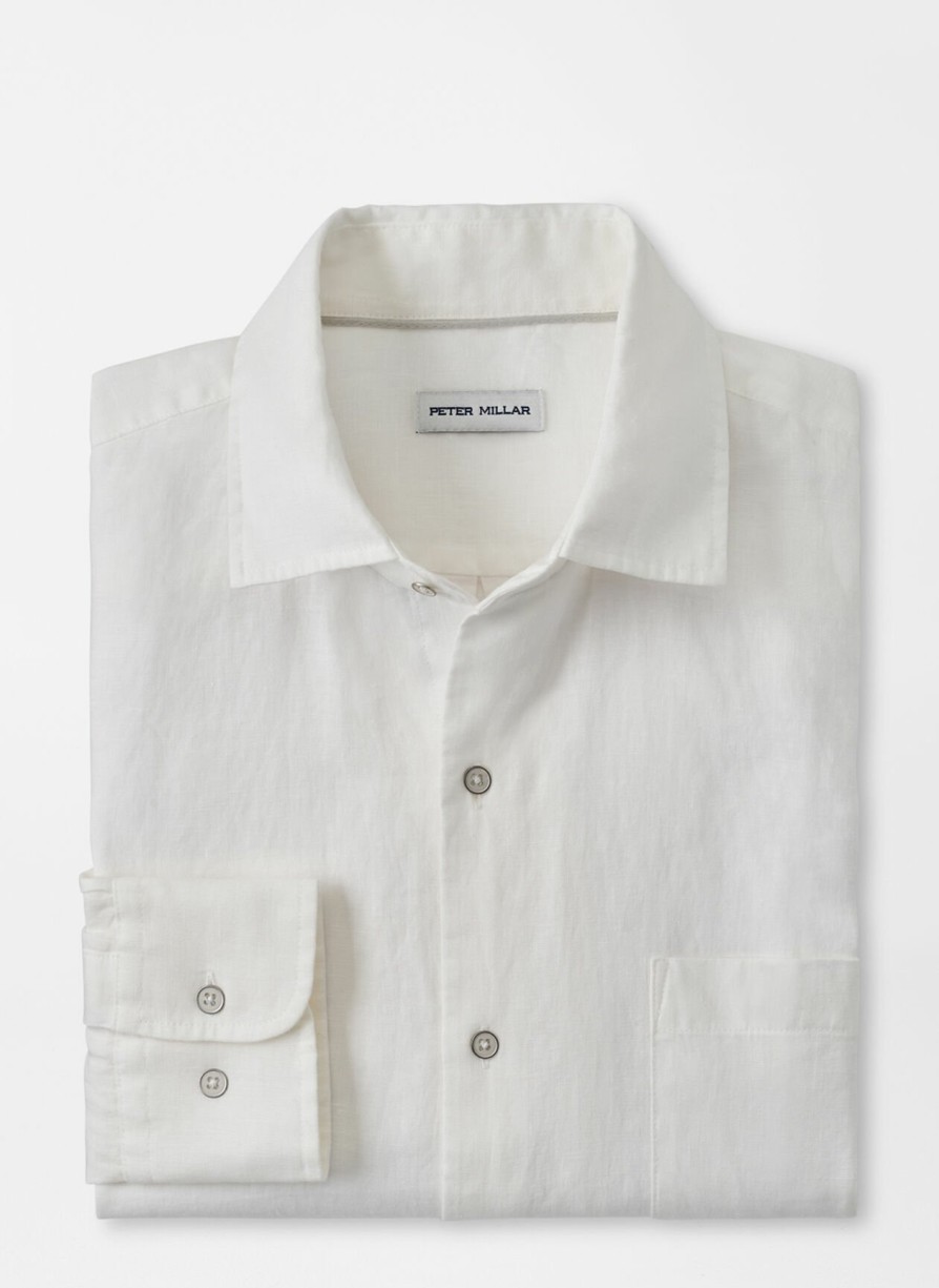 Peter Millar Coastal Garment Dyed Linen Sport Shirt Best