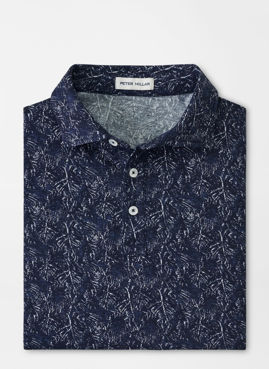 Peter Millar Pilot Mill Indigo Palms Short-Sleeve Polo New