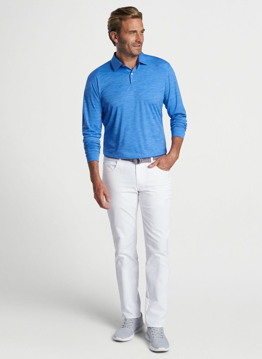 Peter Millar Featherweight Performance Long Sleeve Melange Polo Hot