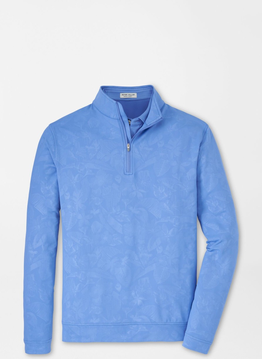 Peter Millar Perth Shadow Stripe Floral Performance Quarter-Zip Clearance