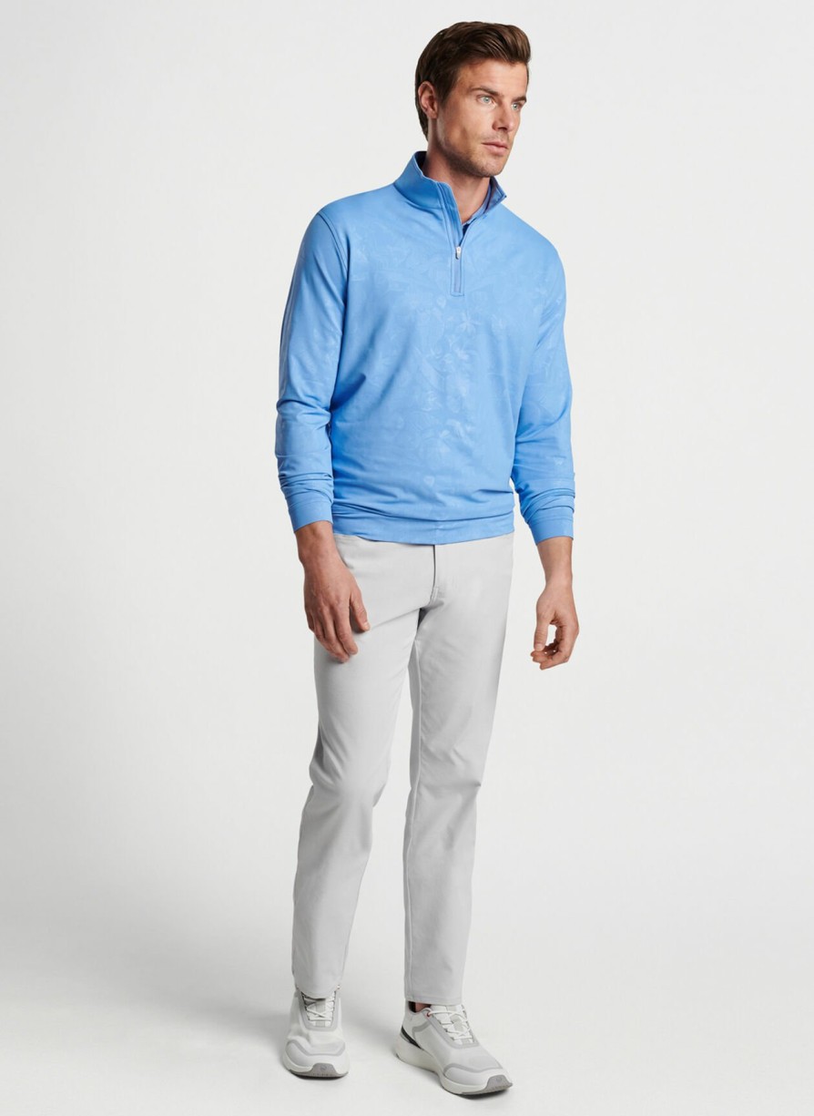 Peter Millar Perth Shadow Stripe Floral Performance Quarter-Zip Clearance