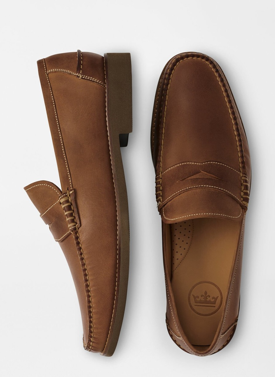 Peter Millar Handsewn Leather Penny Loafer Hot