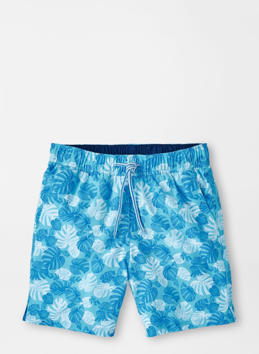 Peter Millar Linework Monstera Youth Swim Trunk Hot