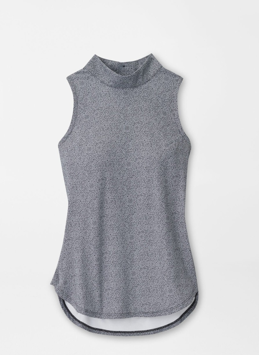 Peter Millar Scottie Hexagons Print Sleeveless Mock Neck Shell Online